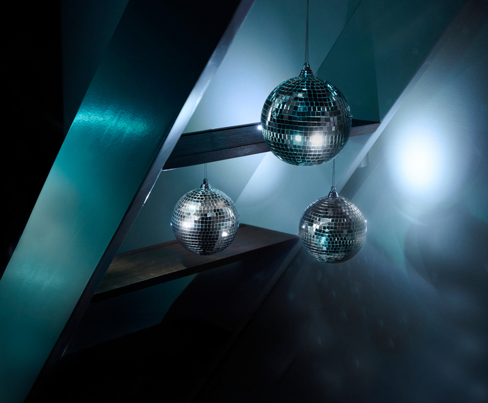 Discokugle 3 x 6 LED hvidt lys Ø10 cm 3-pk.